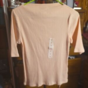 Old Navy Peach Ribbed Short Sleeve Scoop Neck Tee